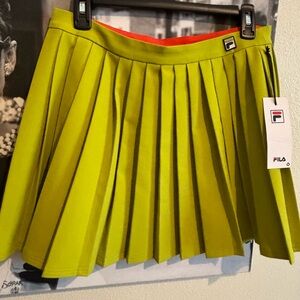 Fila Women's Lime Green Pleated Mini Skirt